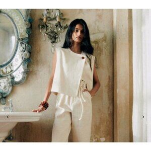 Sezane Sebasty textured cotton vest jacket top large